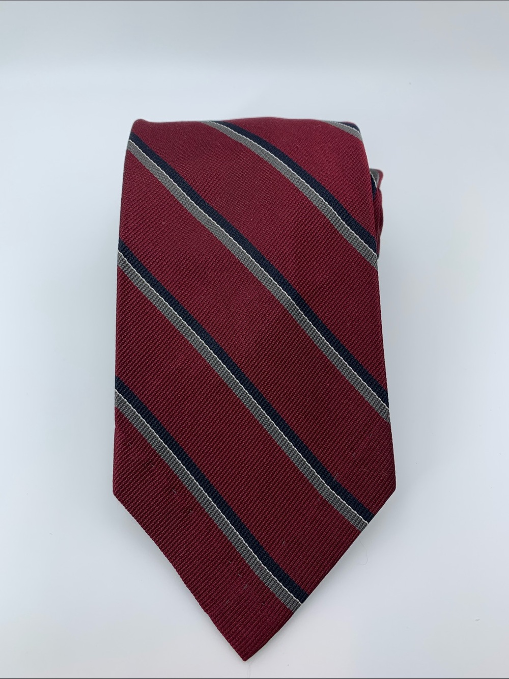 Vintage Polo Ralph Lauren Burgundy Repp Stripe Silk Tie Handmade